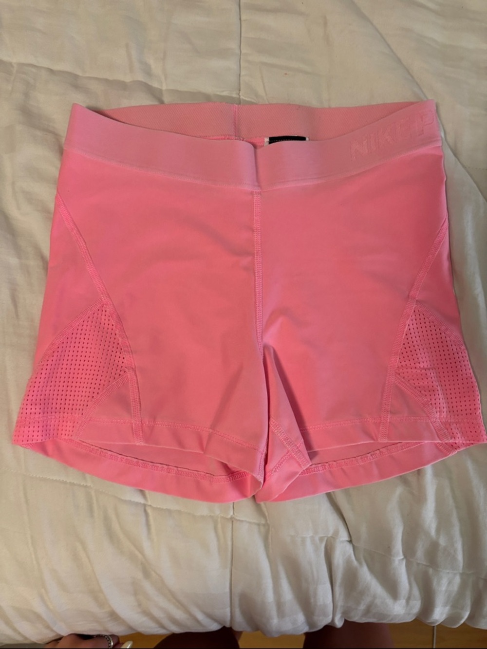 Nike Women's Pink Mesh-Panel Bike Shorts